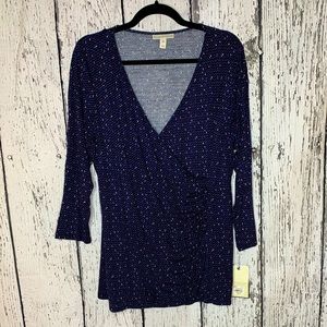 Dana Buchman Faux Long Sleeve Faux Wrap Blouse 1X